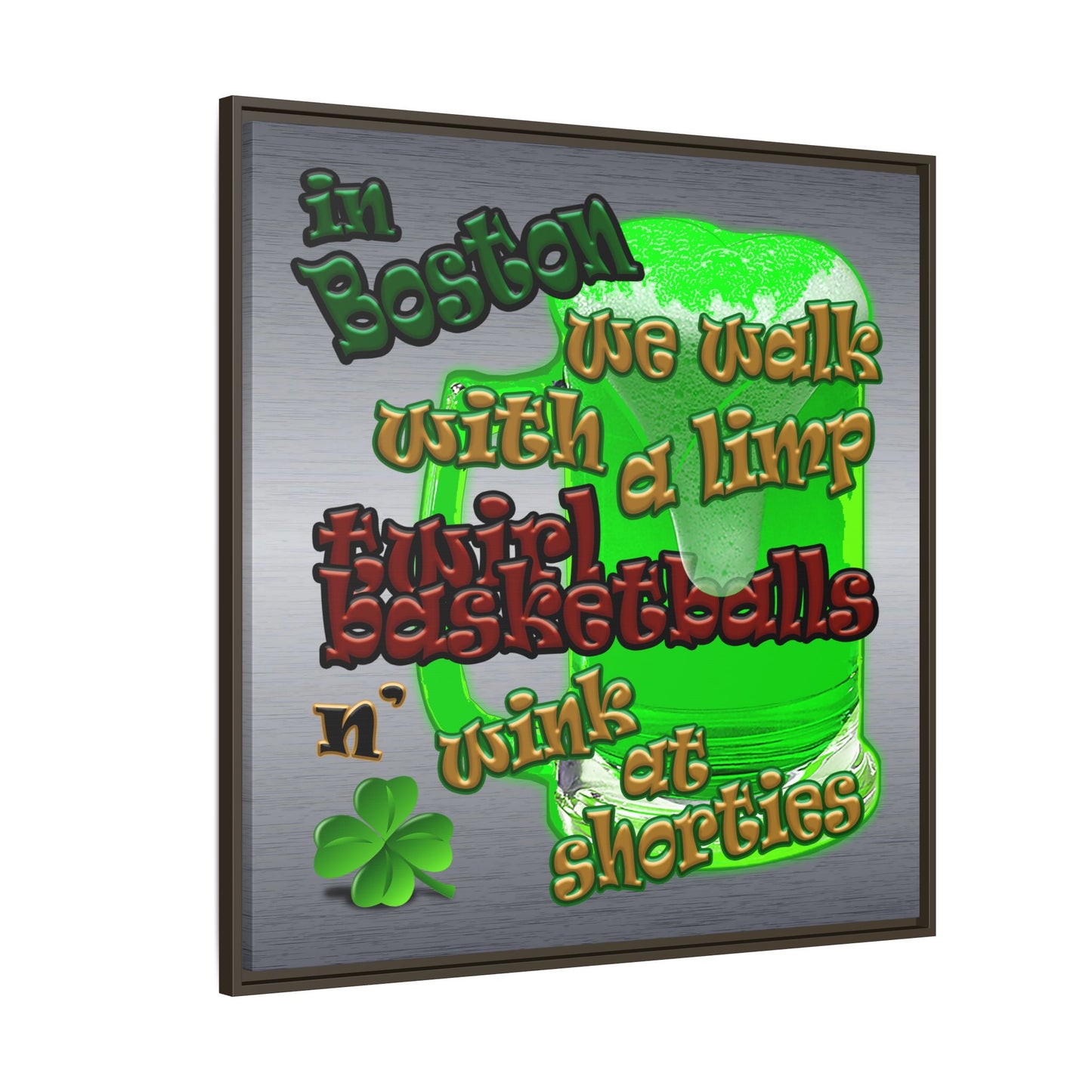 celtics logo - framed canvas art (brushed nickel)