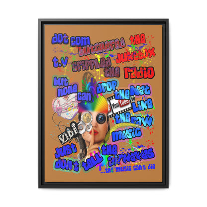 drop the beat - framed canvas art (light brown)