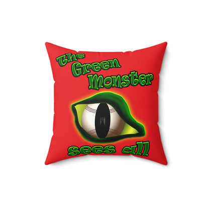 green monster - Faux Suede Square Pillow - (red)