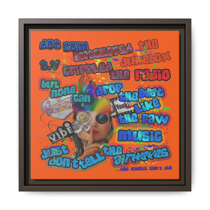 drop the beat - framed canvas art (orange)