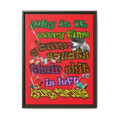 the bum's shit - framed canvas art (red)