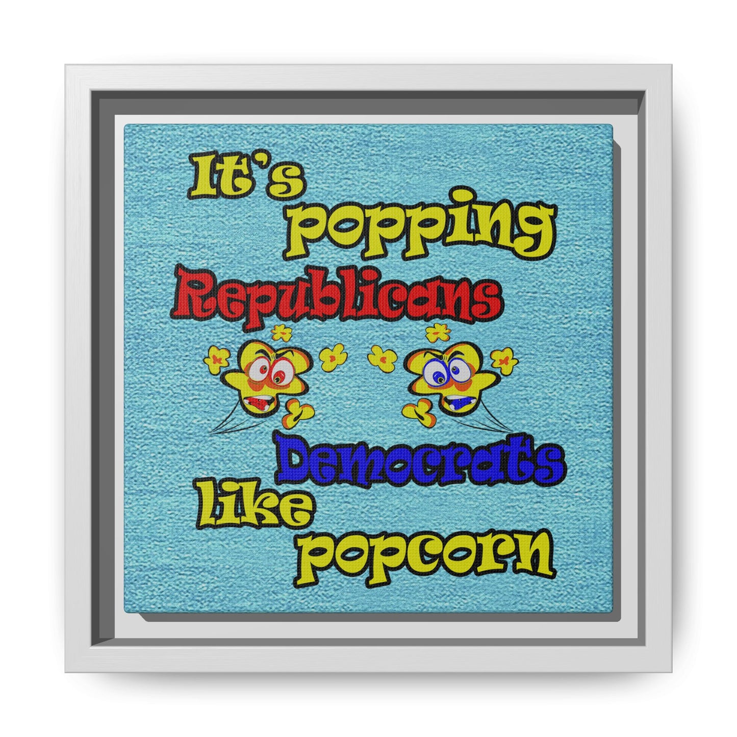 popping like popcorn - framed canvas art (faded dark blue)