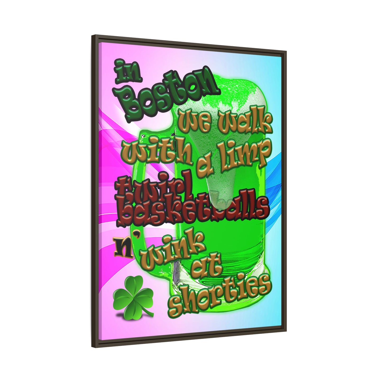 celtics logo - framed canvas art (light blue-pink wave)