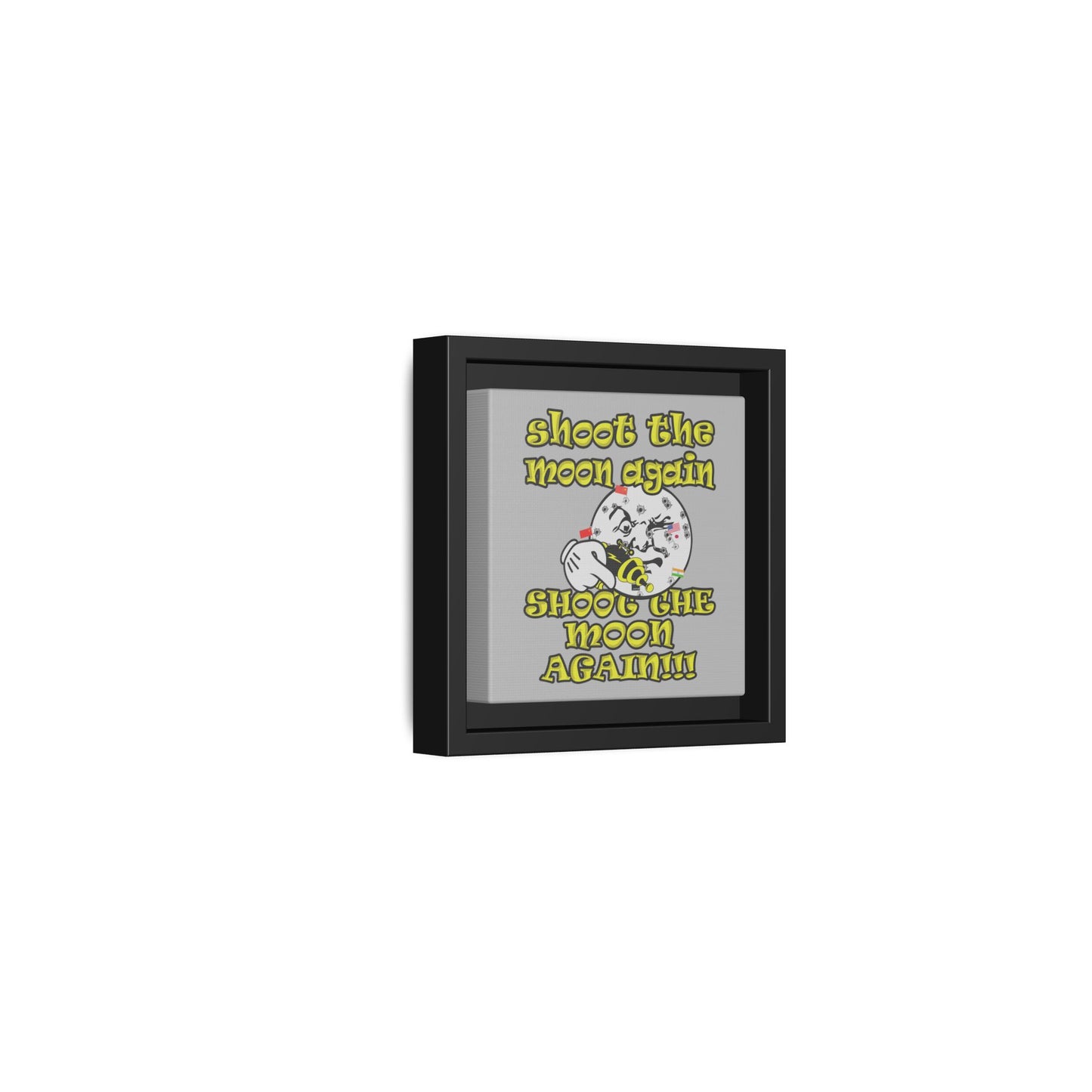 shoot the moon again - framed canvas art (light grey)