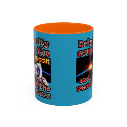defy conquer reach - Accent Mug (turquoise)