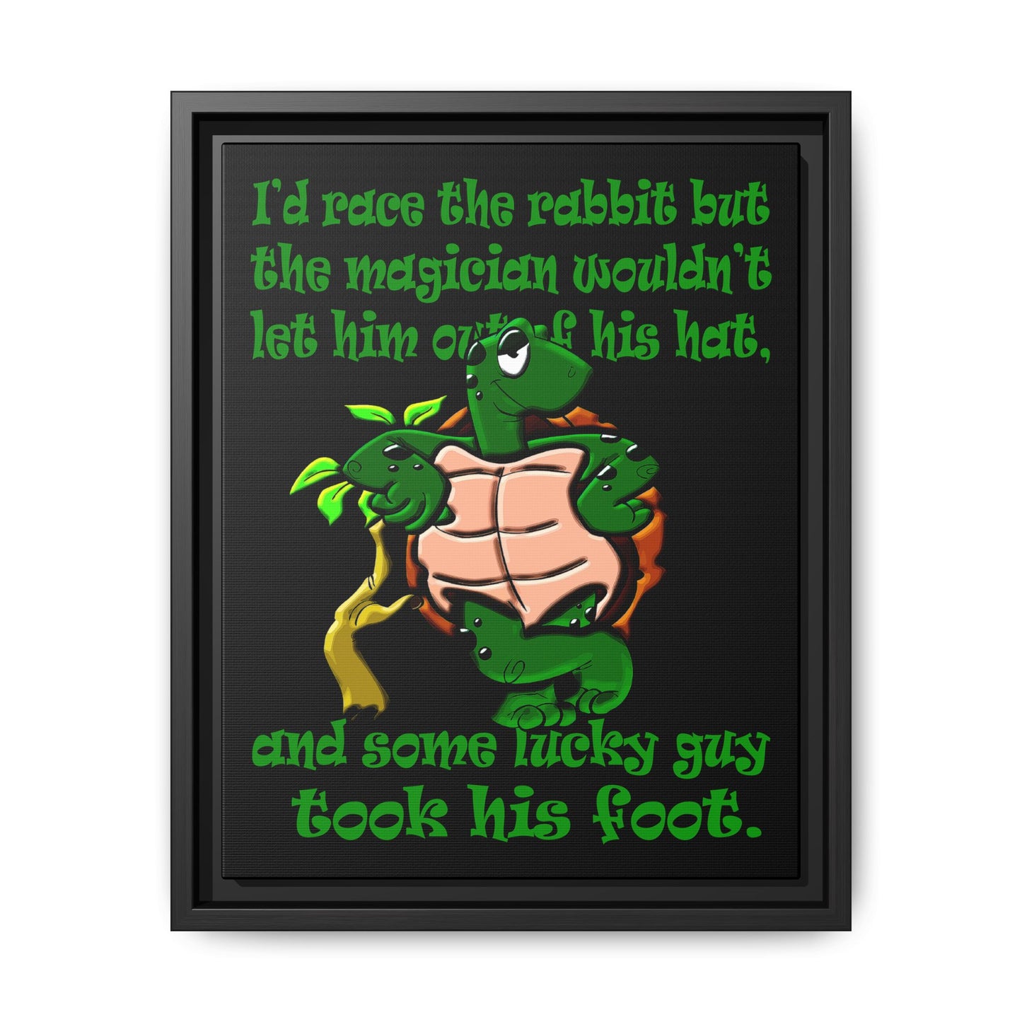 turtle race - framed canvas art (black)