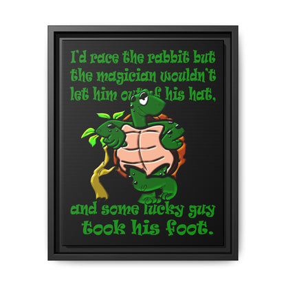 turtle race - framed canvas art (black)
