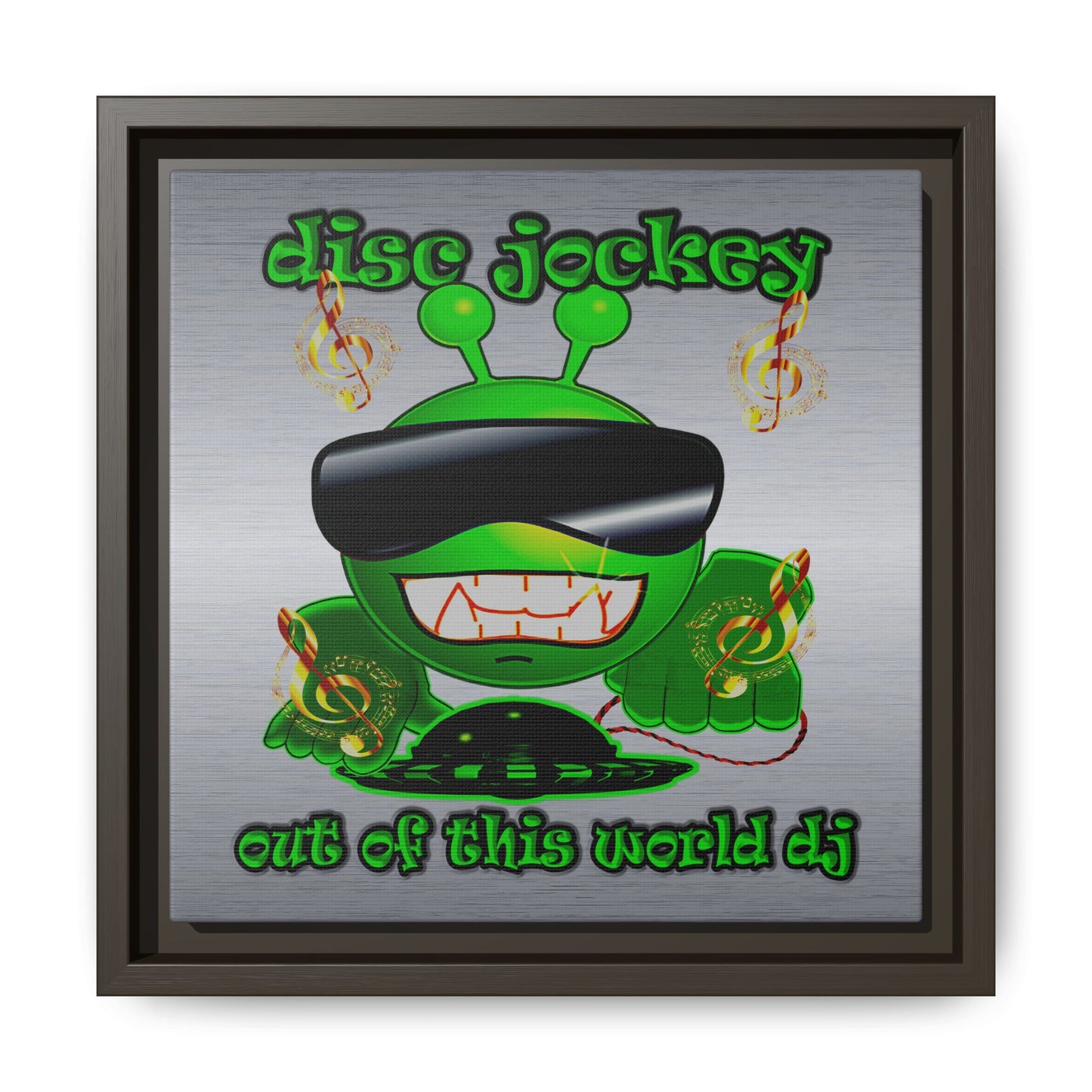 disc jockey - framed canvas art (brushed nickel)
