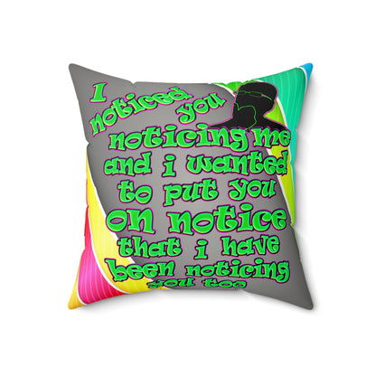 noticed you noticing - Faux Suede Square Pillow - (rainbow split)