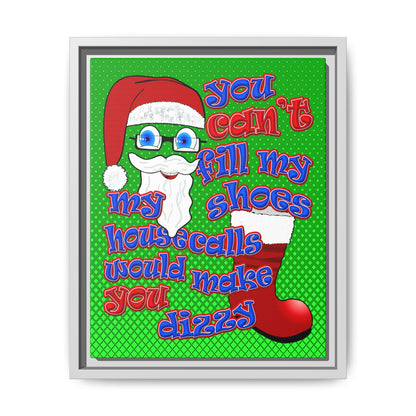 santa's shoes - framed canvas art (logo green)