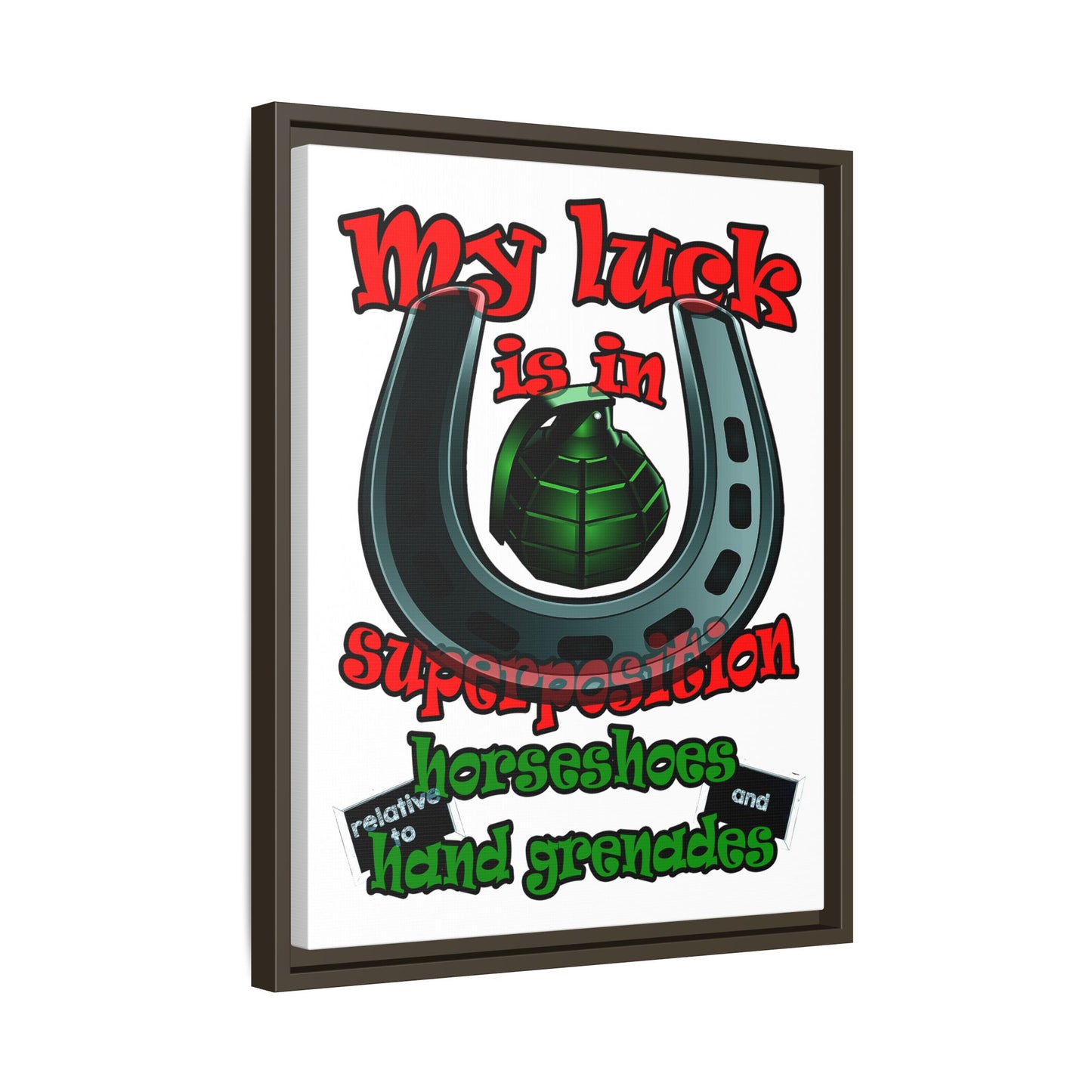 my luck - framed canvas art (white)
