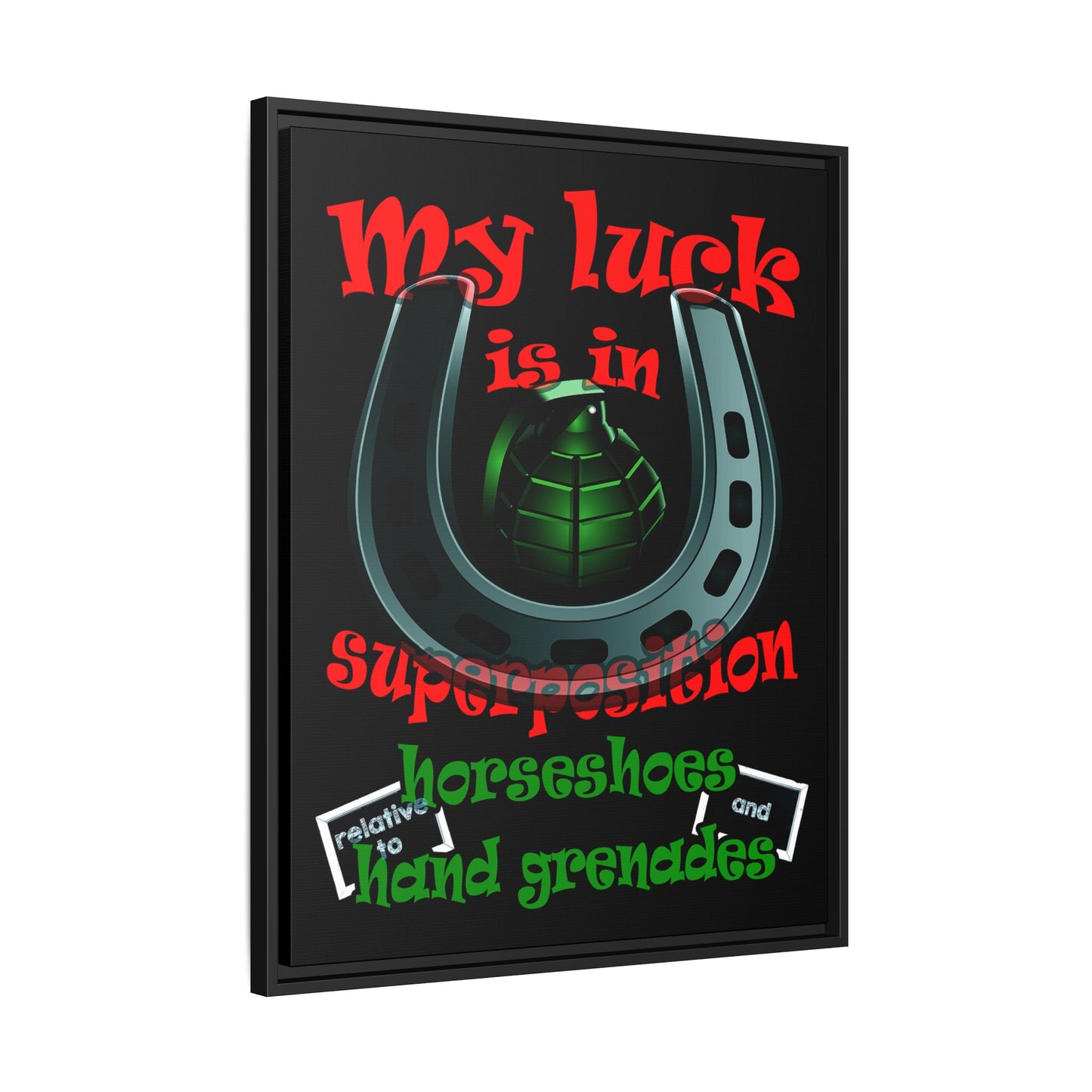 my luck - framed canvas art (black)