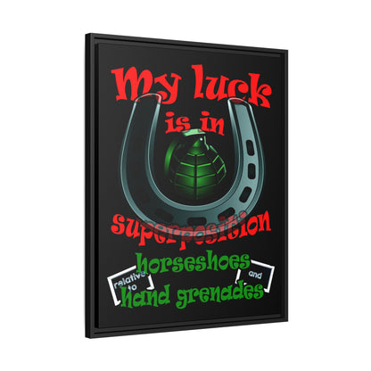 my luck - framed canvas art (black)