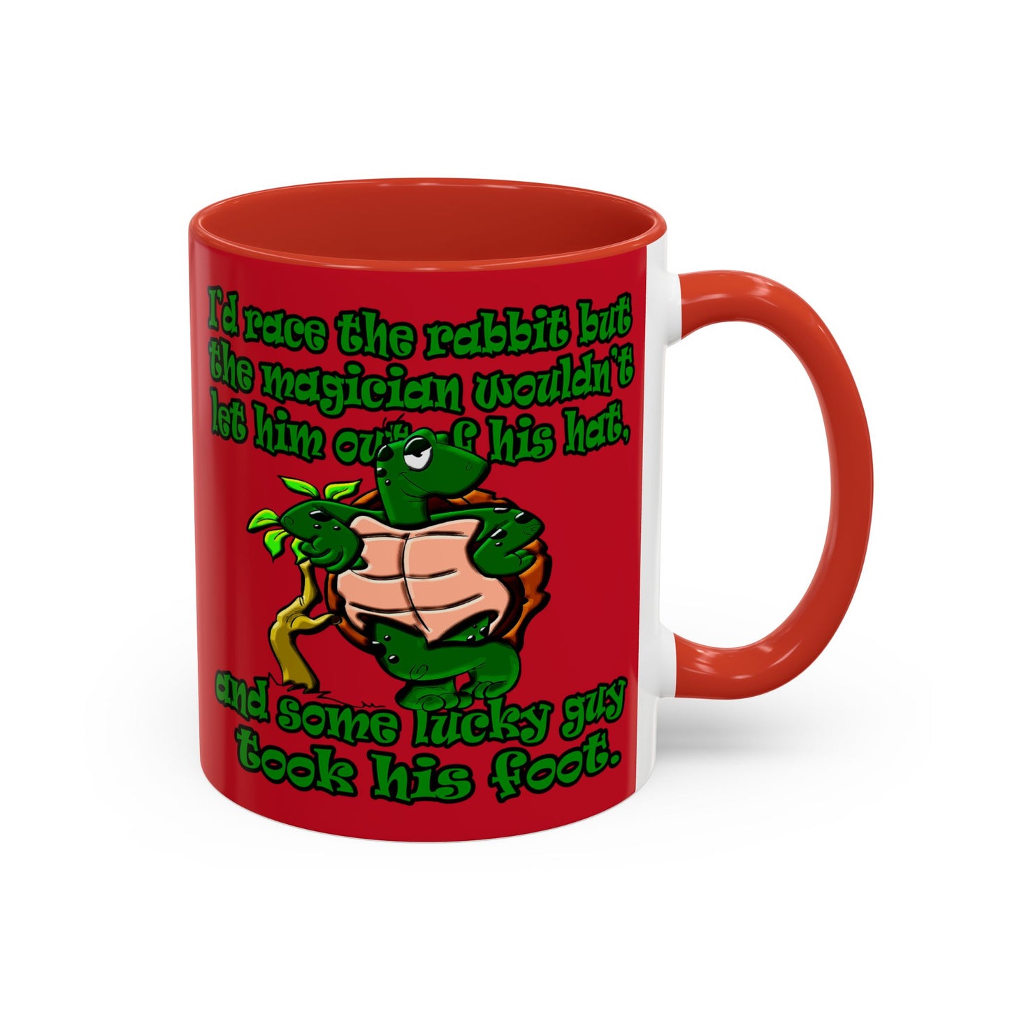 turtle race - Accent Mug (dark red)