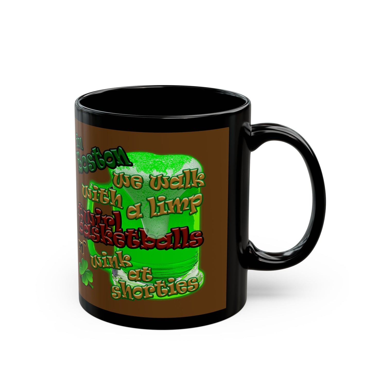 celtics logo - Black Mug (brown)