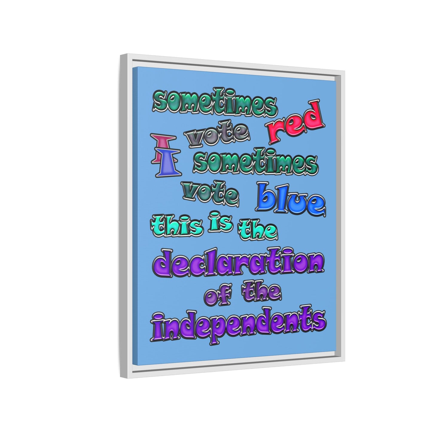 declaration of the independents - framed canvas art (light blue)