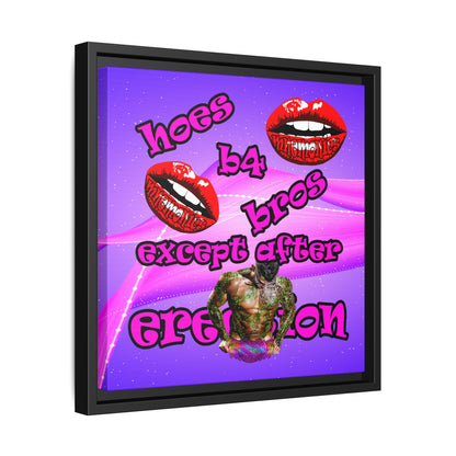hoes b4 bros - framed canvas art (purple-pink wave)