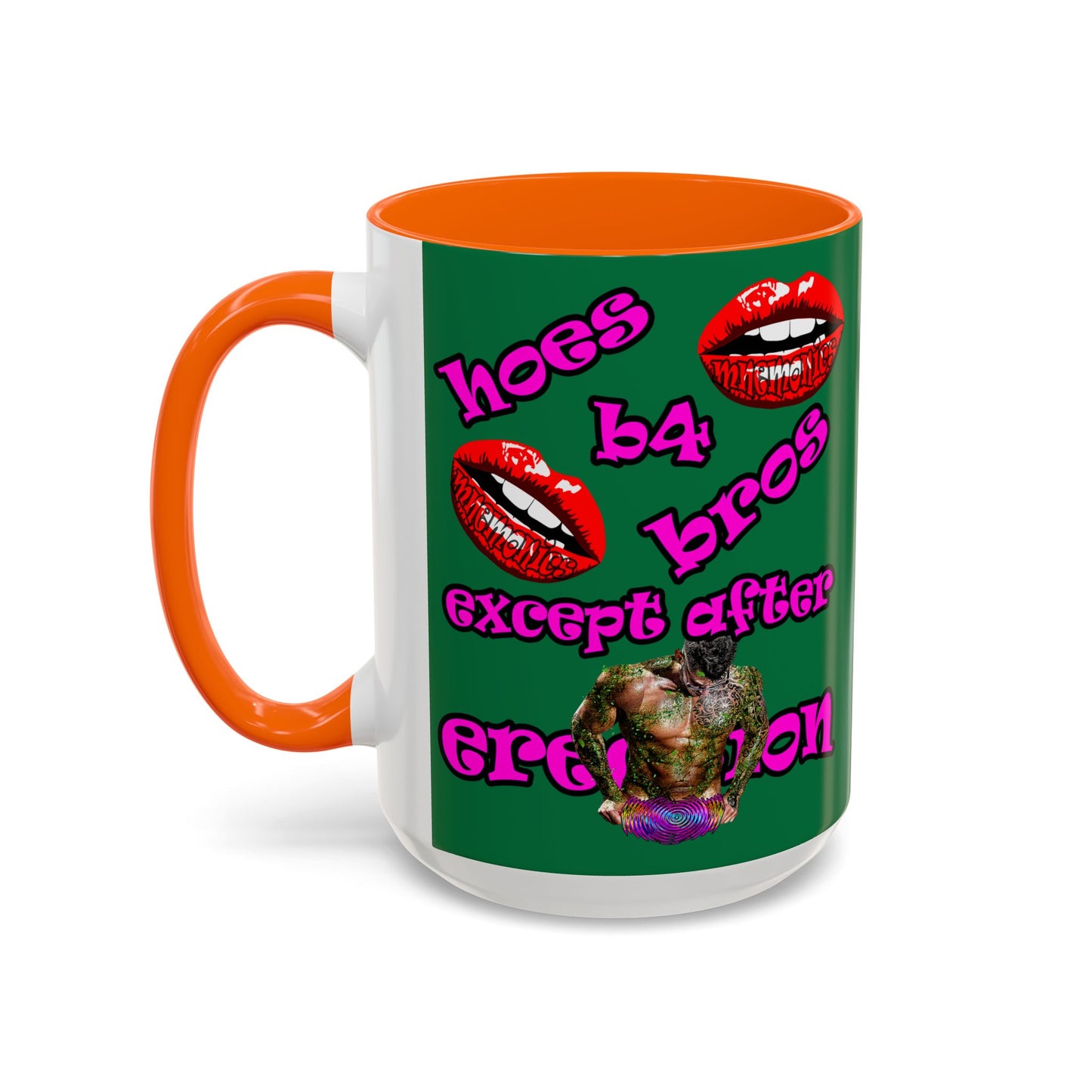 hoes b4 bros - Accent Mug (dark green)