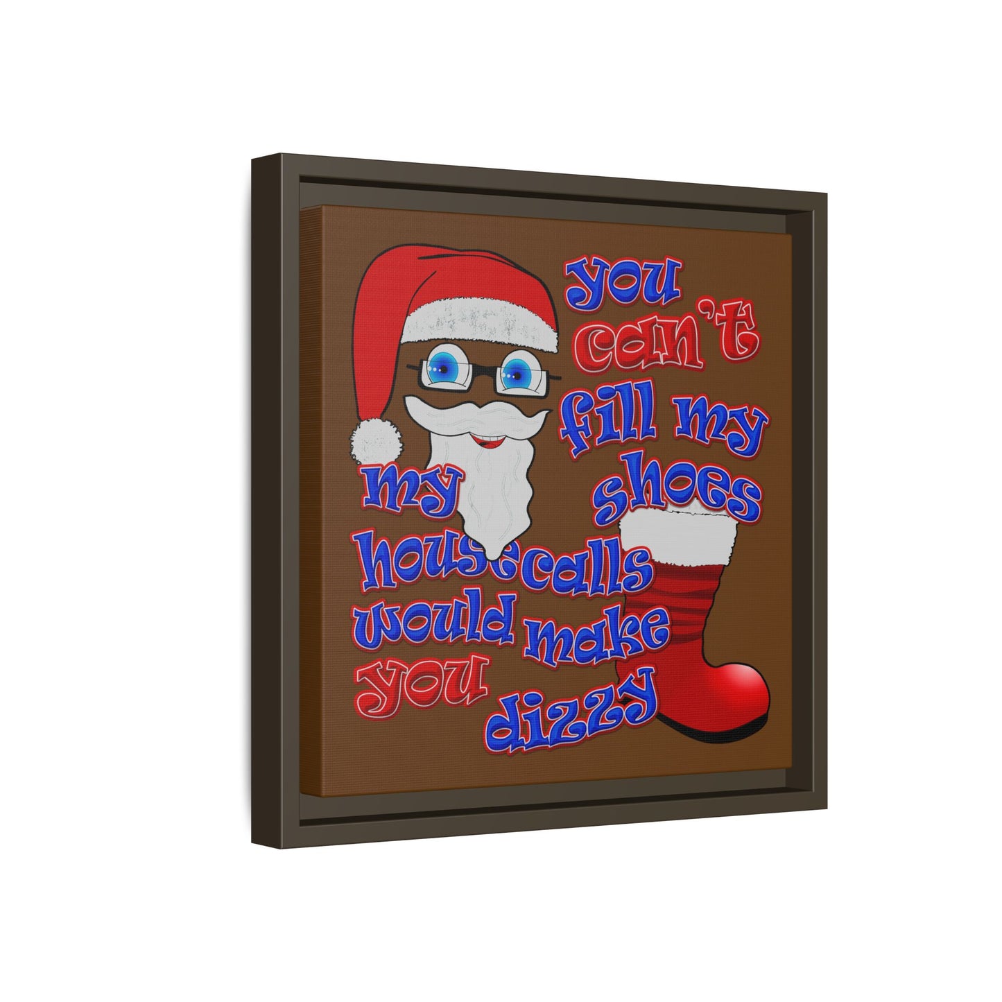 santa's shoes - framed canvas art (brown)