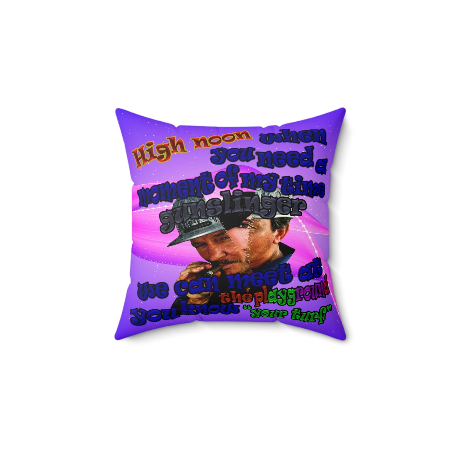 high noon - Faux Suede Square Pillow - (purple-pink wave)