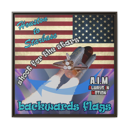shoot for the stars - framed canvas art (grey-pink wave)