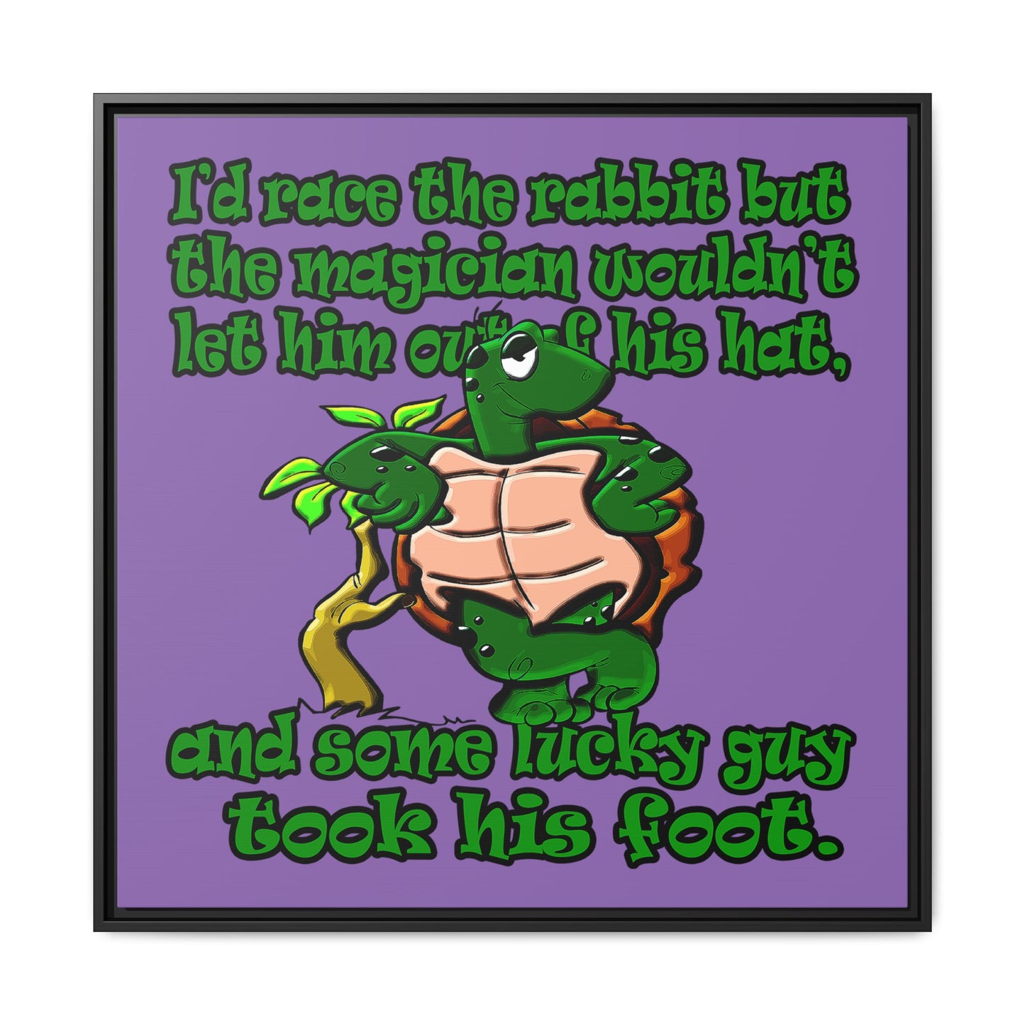 turtle race - framed canvas art (light purple)