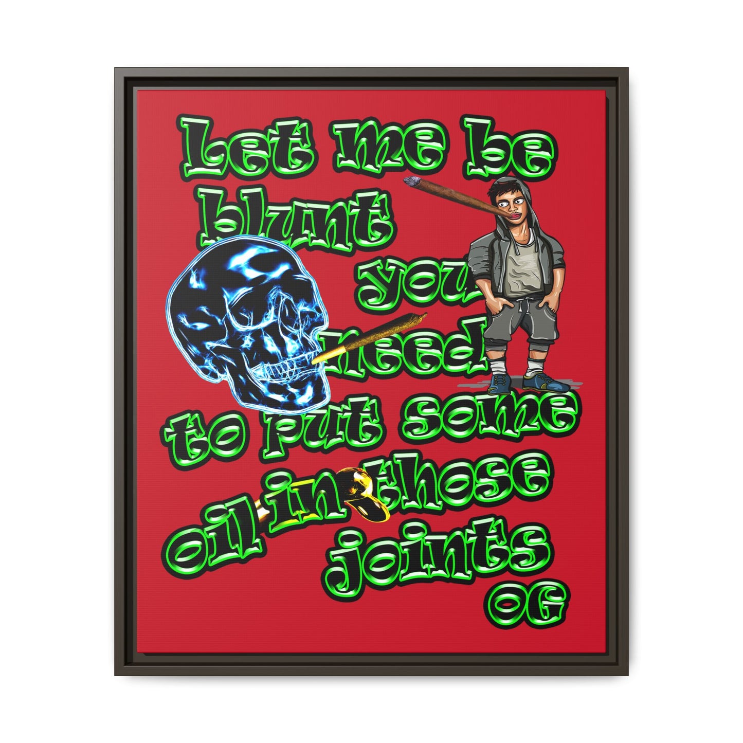 og - framed canvas art (dark red)
