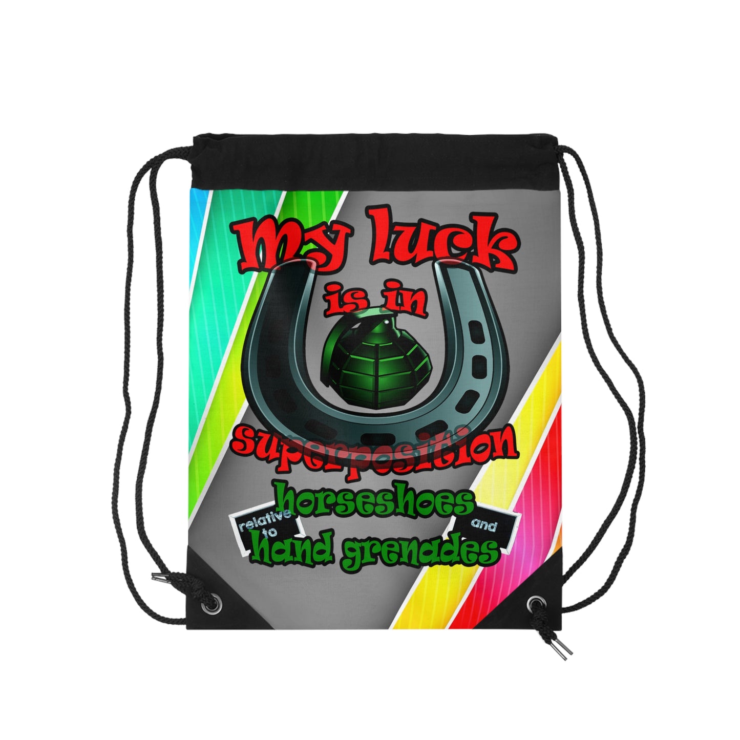 my luck - Drawstring Bag (rainbow split)