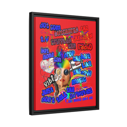 drop the beat - framed canvas art (red)