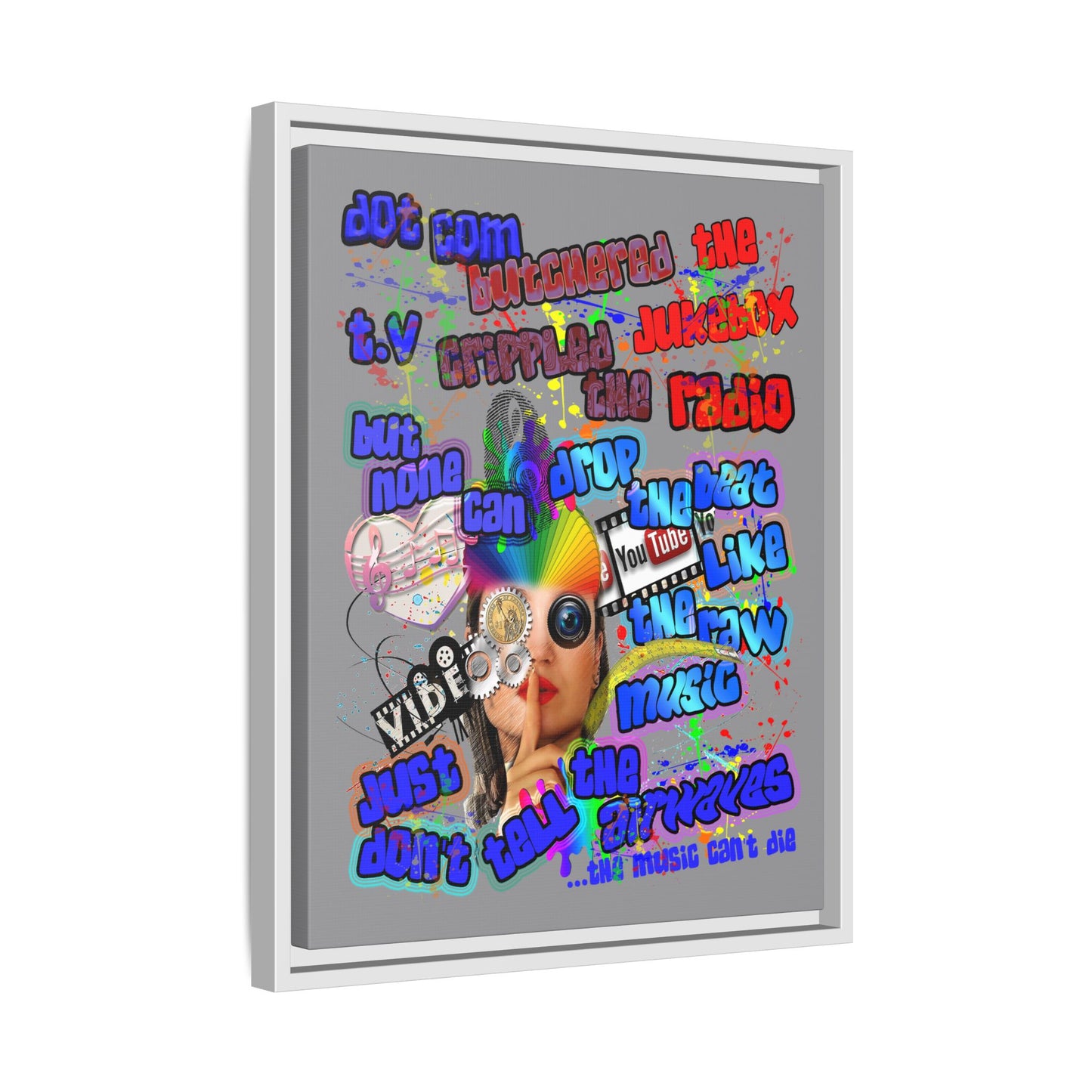 drop the beat - framed canvas art (grey)