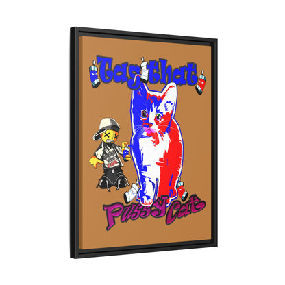 tag that - framed canvas art (light brown)