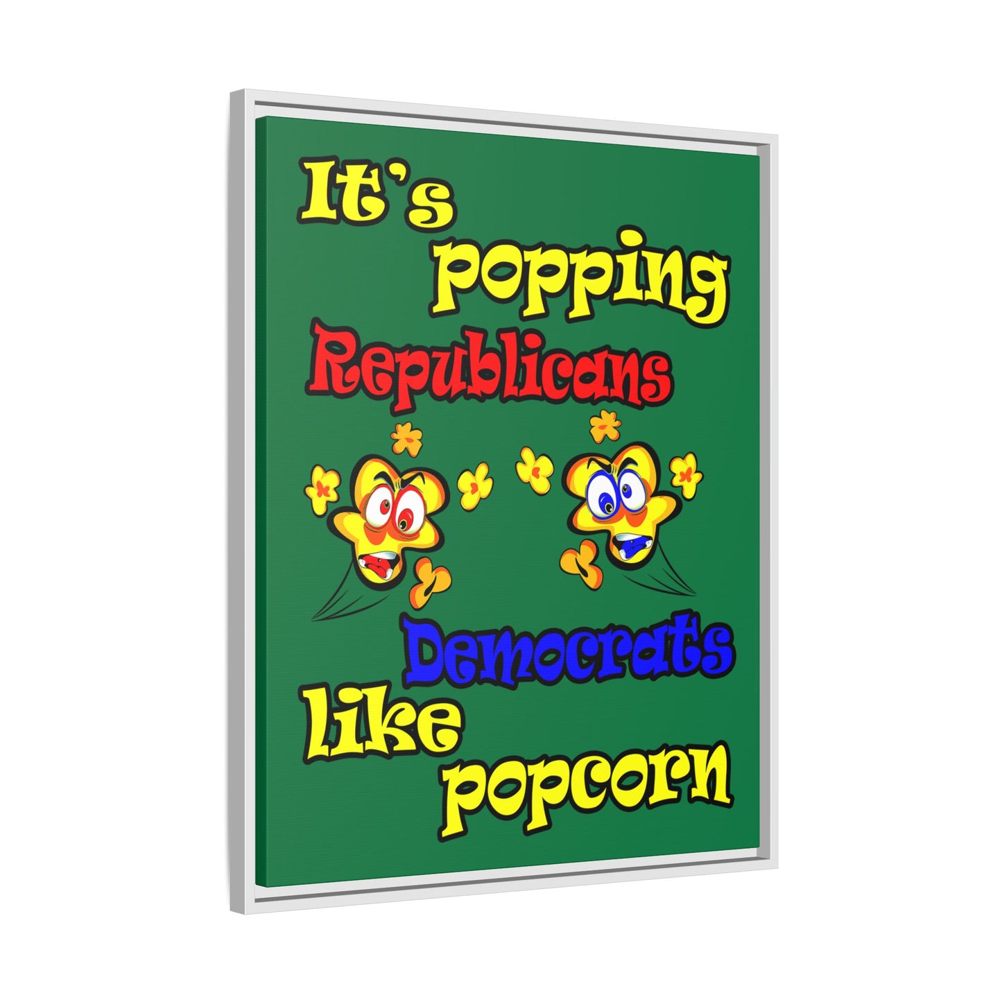 popping like popcorn - framed canvas art (dark green)