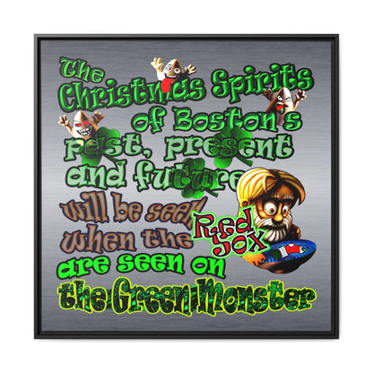christmas spirits of boston - framed canvas art (brushed nickel)