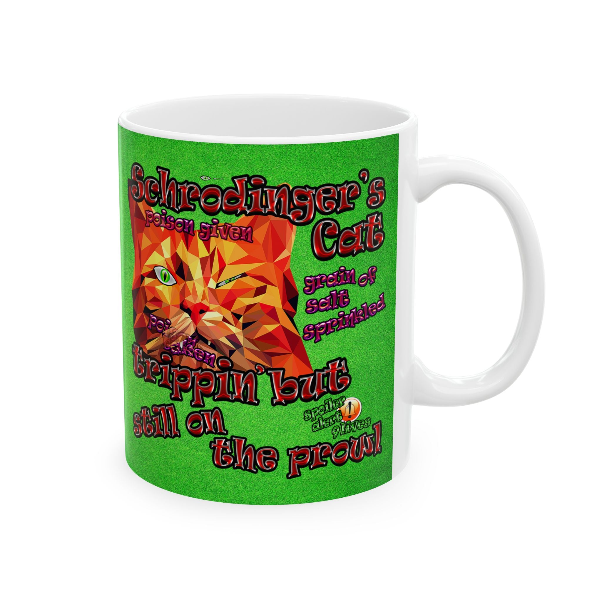 schrodinger's cat - White Mug (green turf)