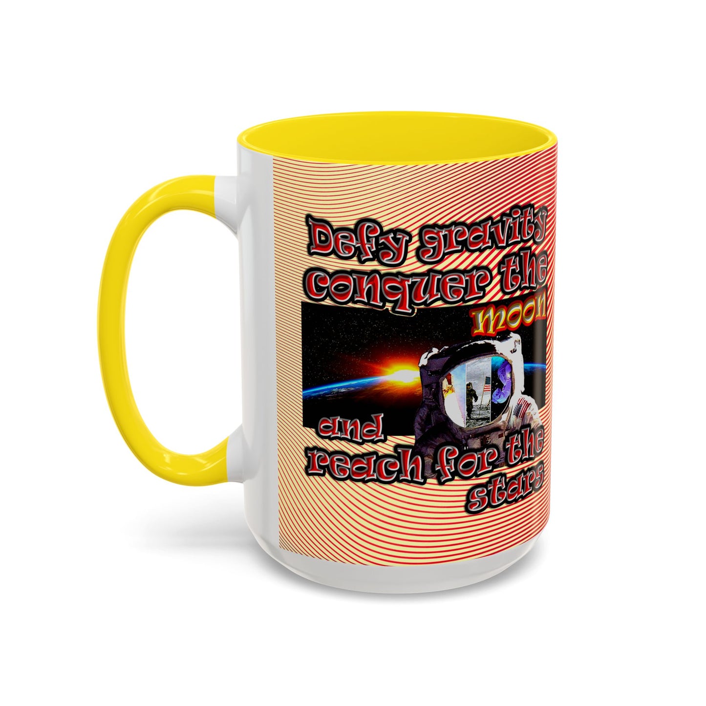 defy conquer reach - Accent Mug (yellow-orange wave)