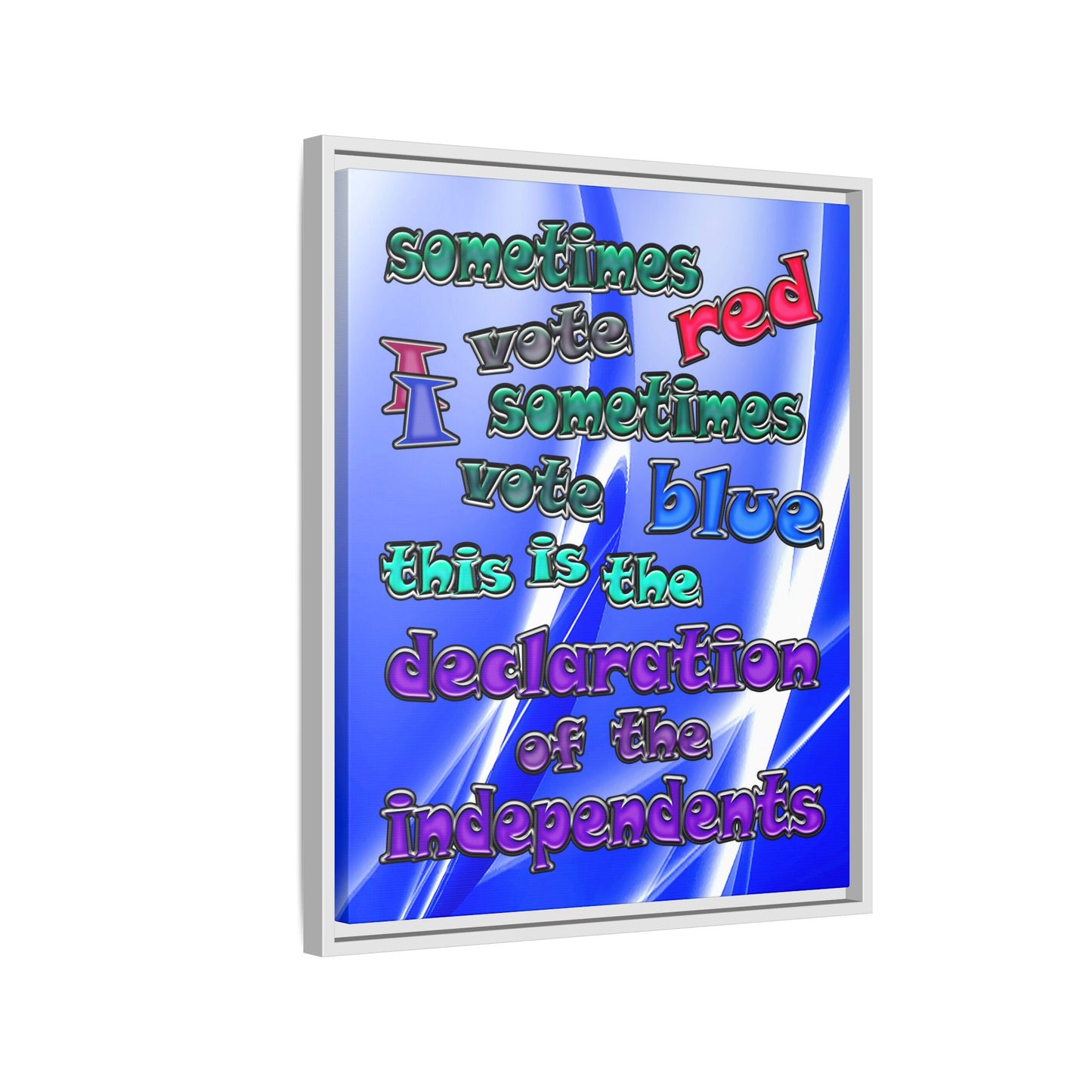 declaration of the independents - framed canvas art (blue-white wave)