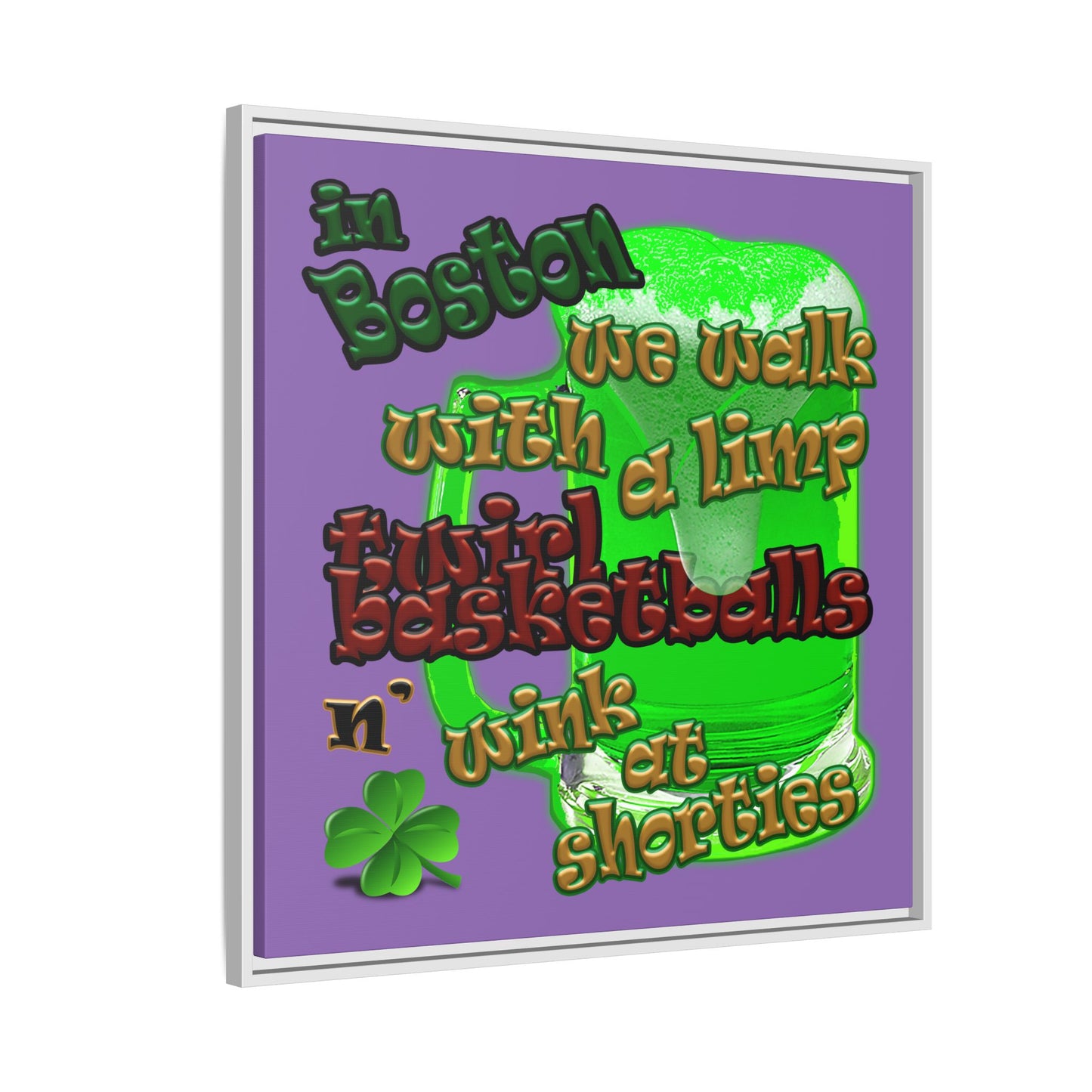 celtics logo - framed canvas art (light purple)