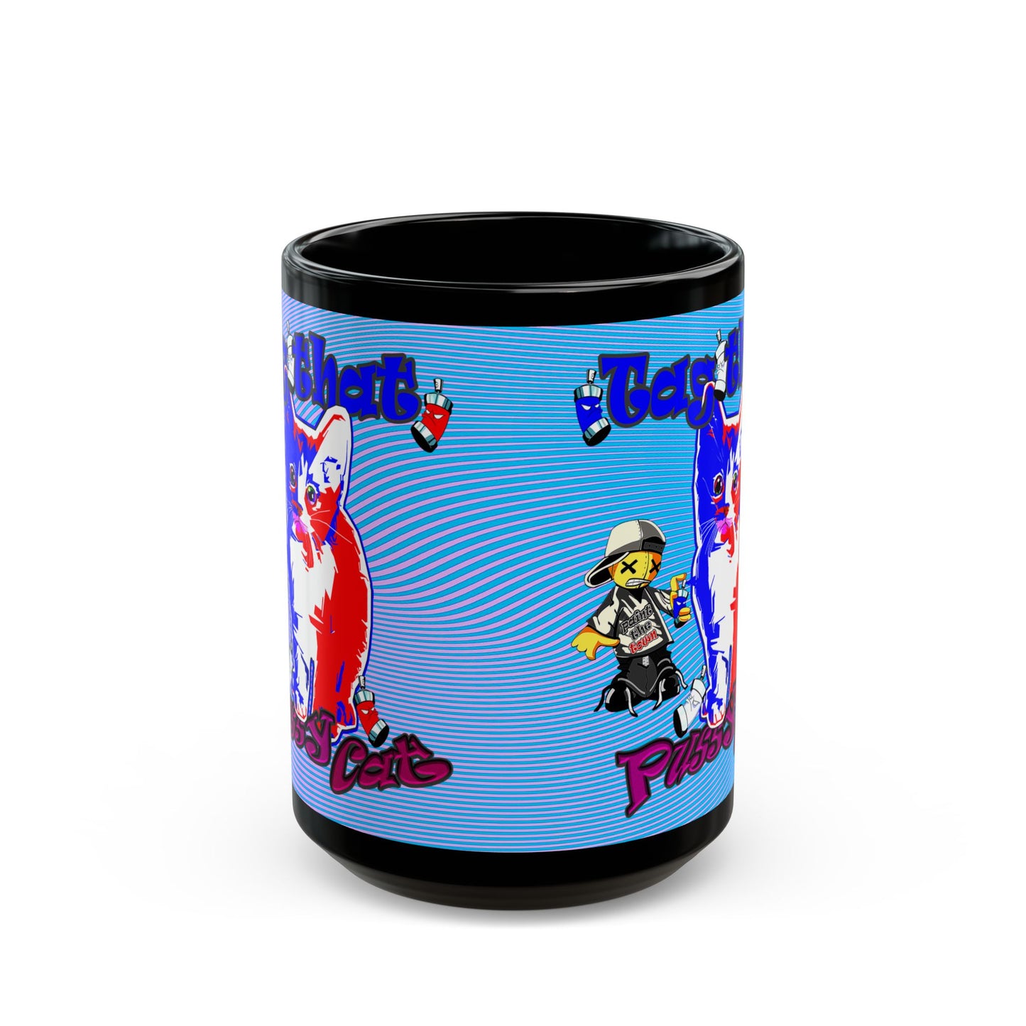 tag that - Black Mug (light blue-purple wave)