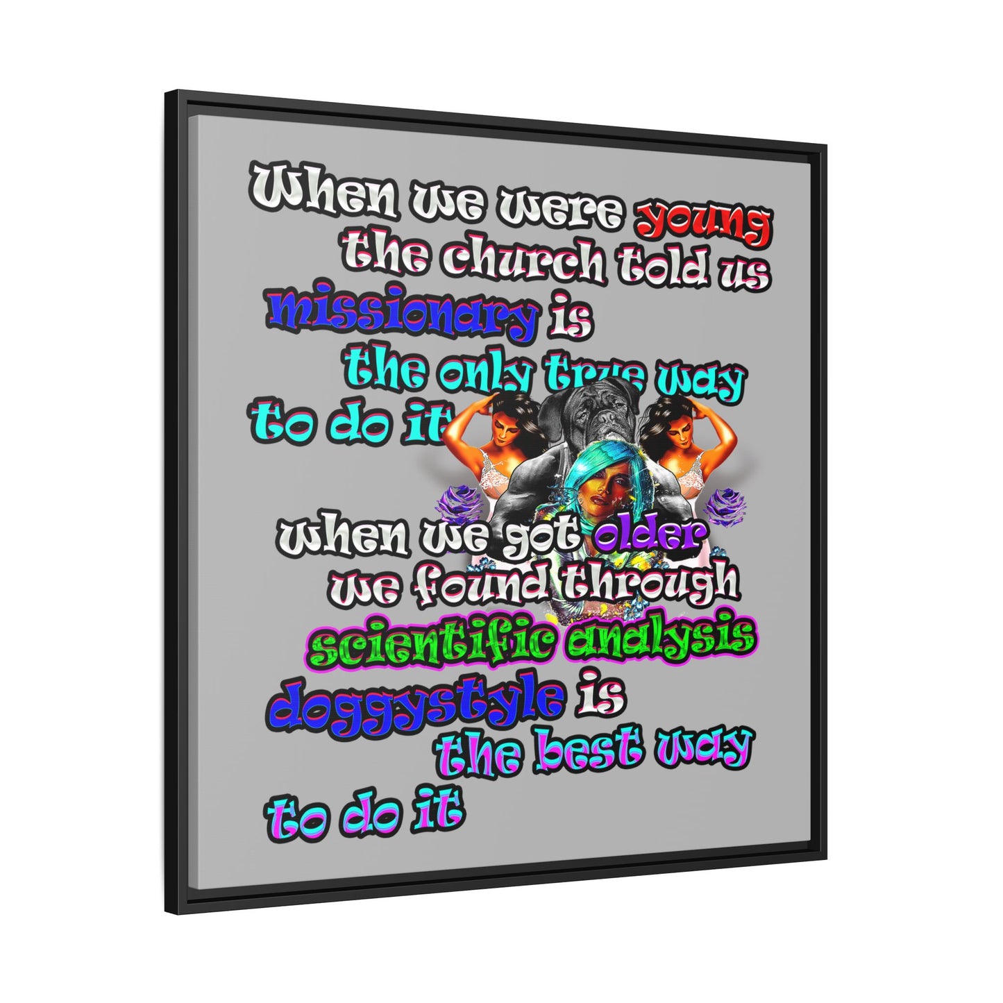 doggystyle - framed canvas art (light grey)