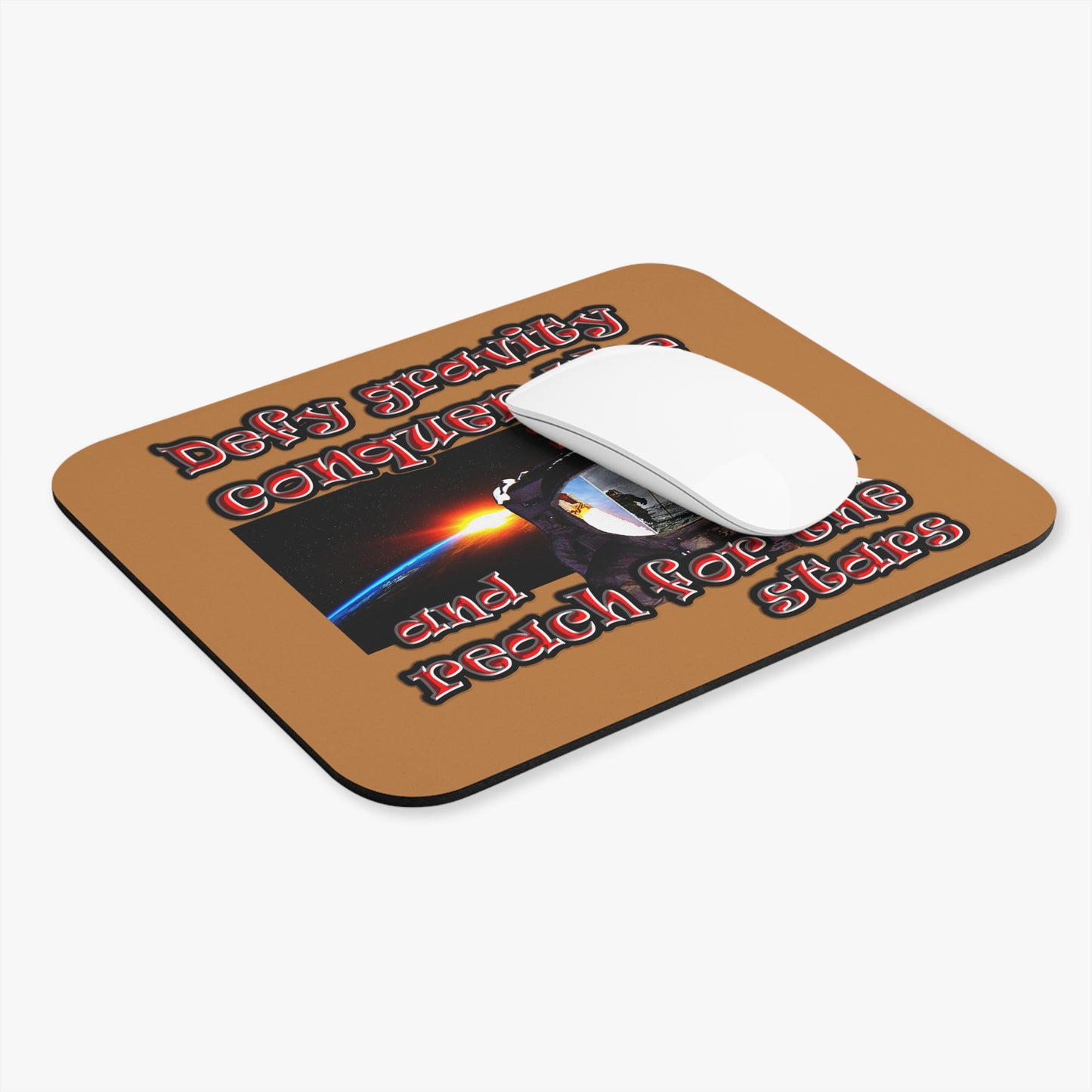 defy conquer reach - Mouse Pad (Rectangle) (light brown)