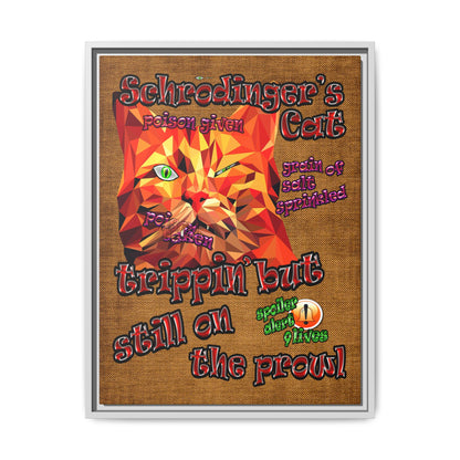 schrodinger's cat - framed canvas art (brown papyrus)