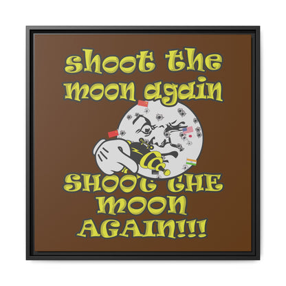 shoot the moon again - framed canvas art (brown)