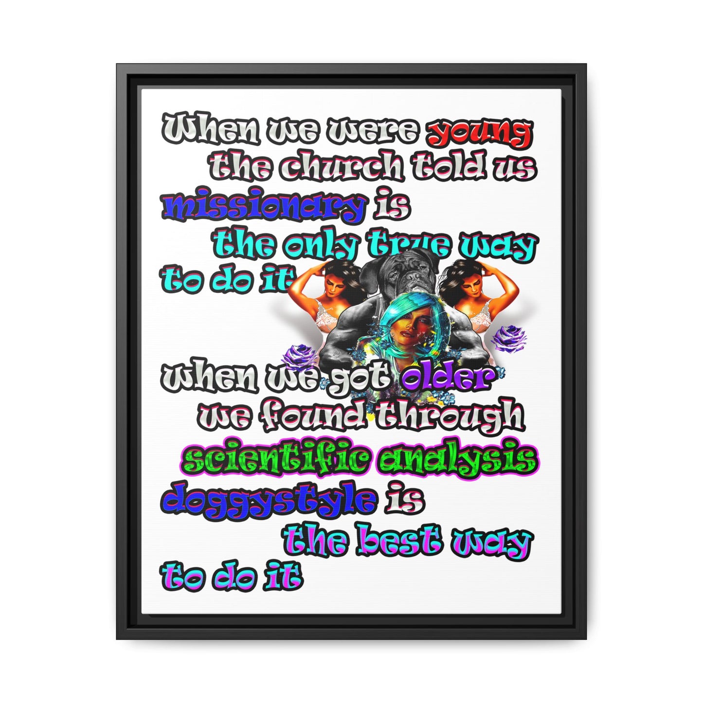 doggystyle - framed canvas art (white)