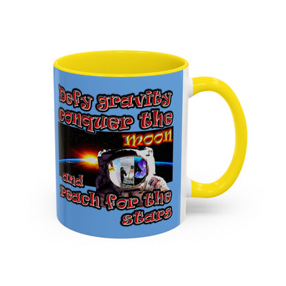 defy conquer reach - Accent Mug (light blue)