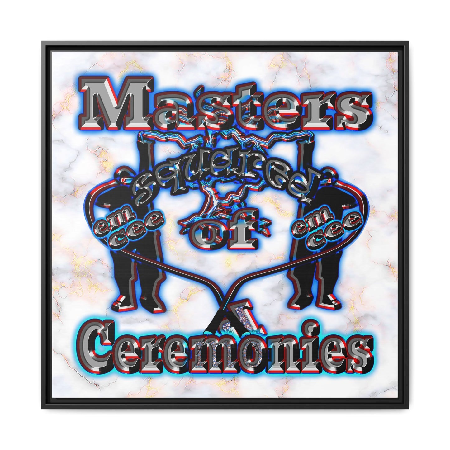 em cee squared - framed canvas art (white marble)