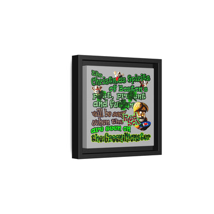 christmas spirits of boston - framed canvas art (light grey)