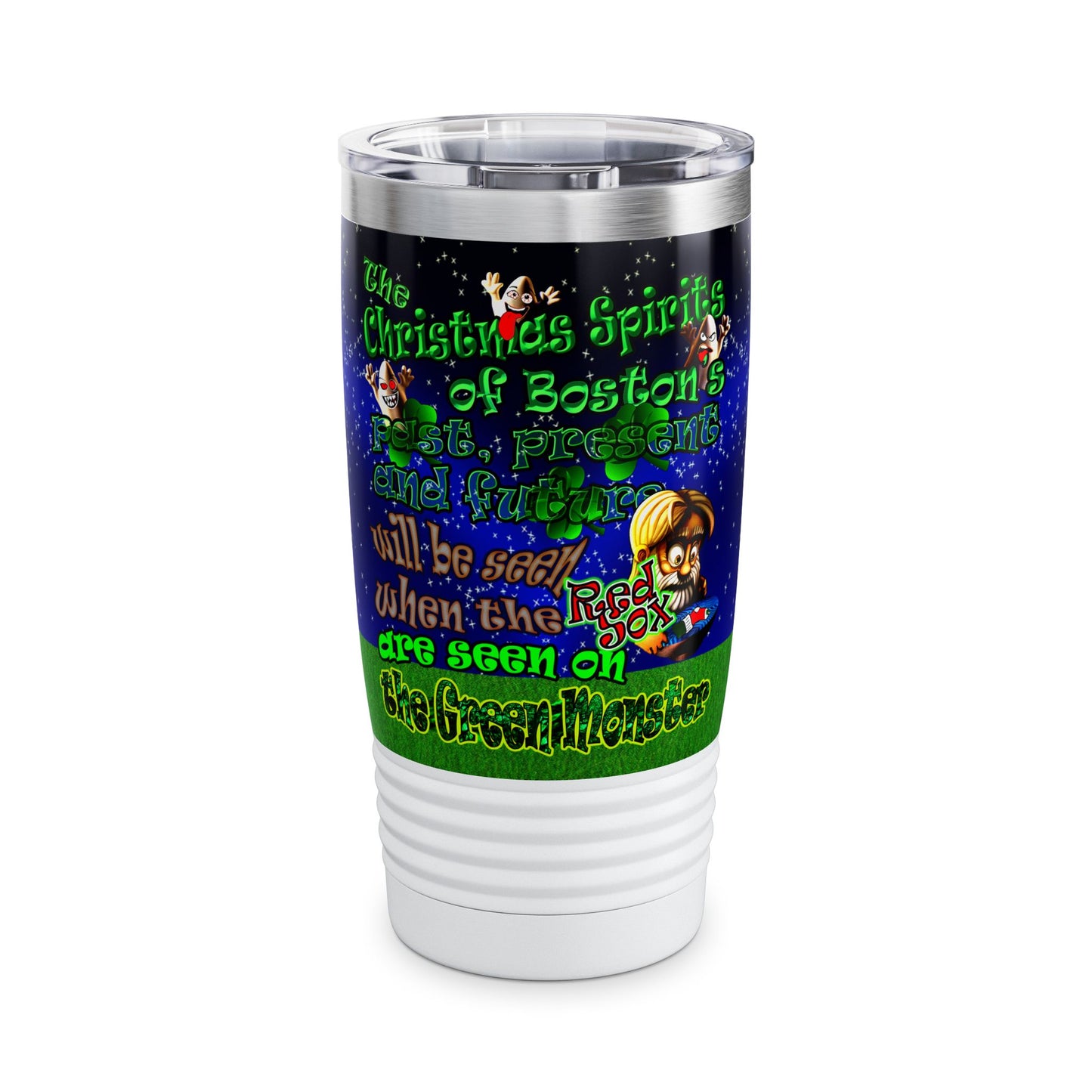 christmas spirits of boston - Ringneck Tumbler, 20oz ('snoops' background)