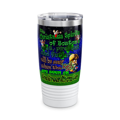 christmas spirits of boston - Ringneck Tumbler, 20oz ('snoops' background)