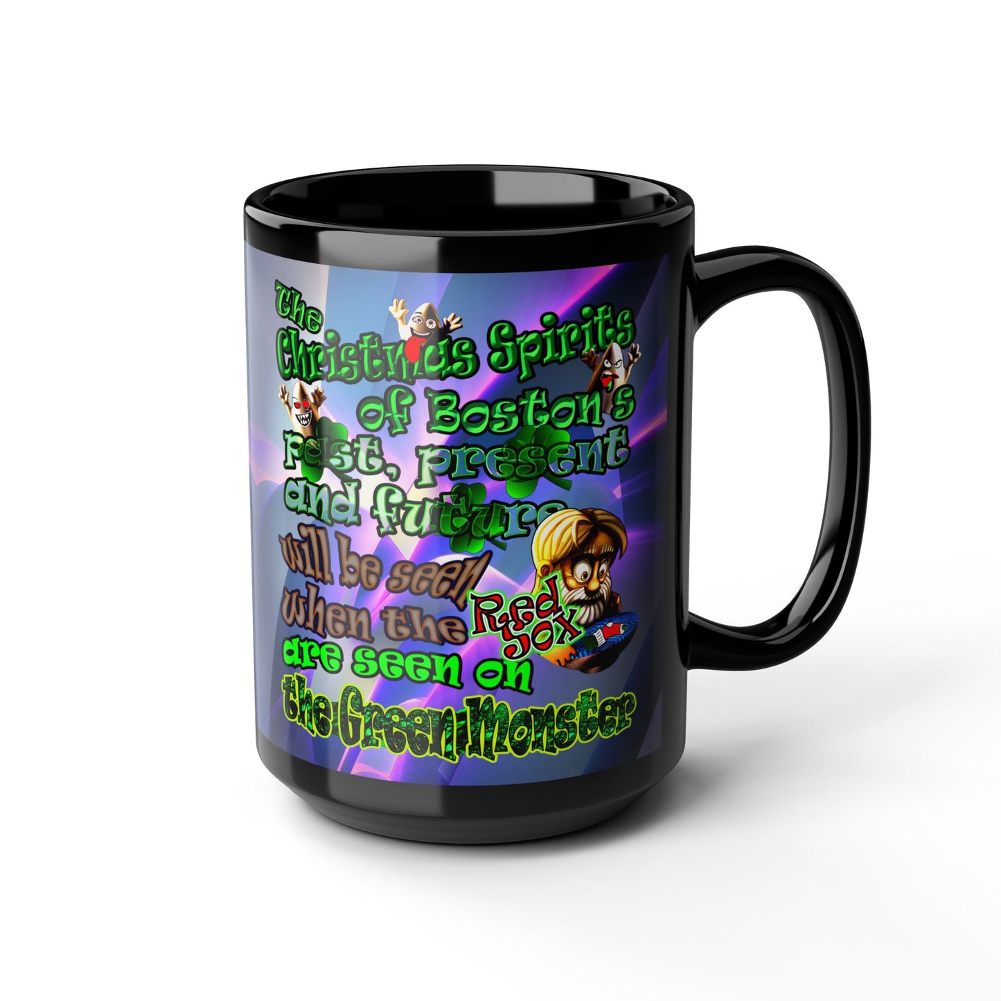 christmas spirits of boston - Black Mug (grey-pink wave)