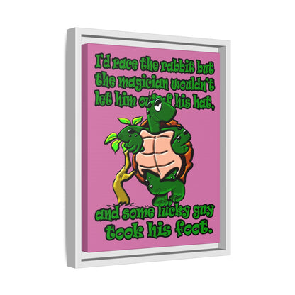 turtle race - framed canvas art (light pink)